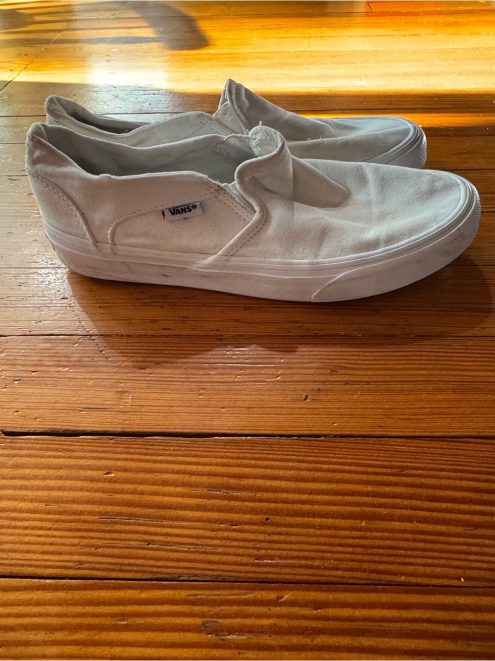 Vans White Canvas Slip-On Loafers